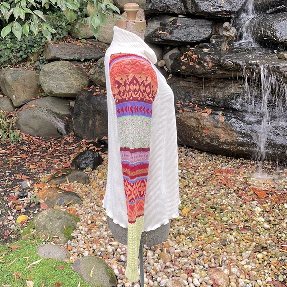 FREE PEOPLE LONG SLEEVE MULTI COLORED SLEEVE TOP/ SWEATER -L-🌈 - Picture 4 of 6